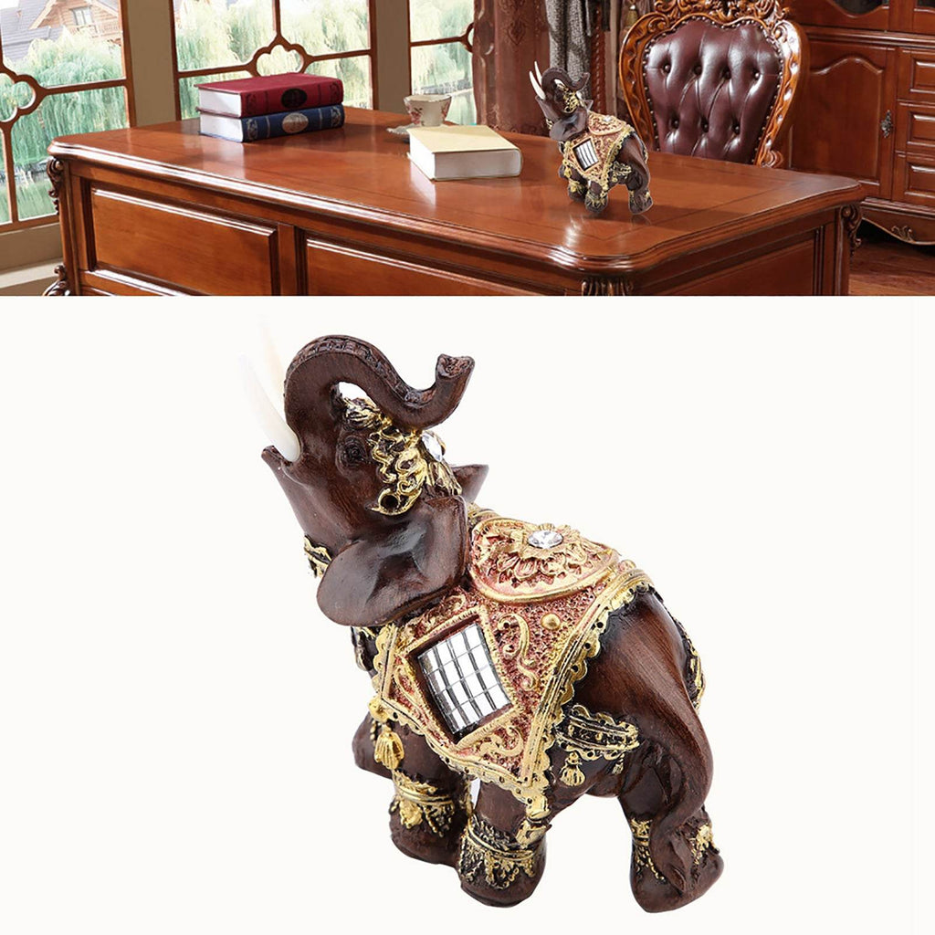 Lucky Feng Shui Thai Elephant Prosperity Statue – Wood Grain Wealth & Prosperity Figurine for Home & Office