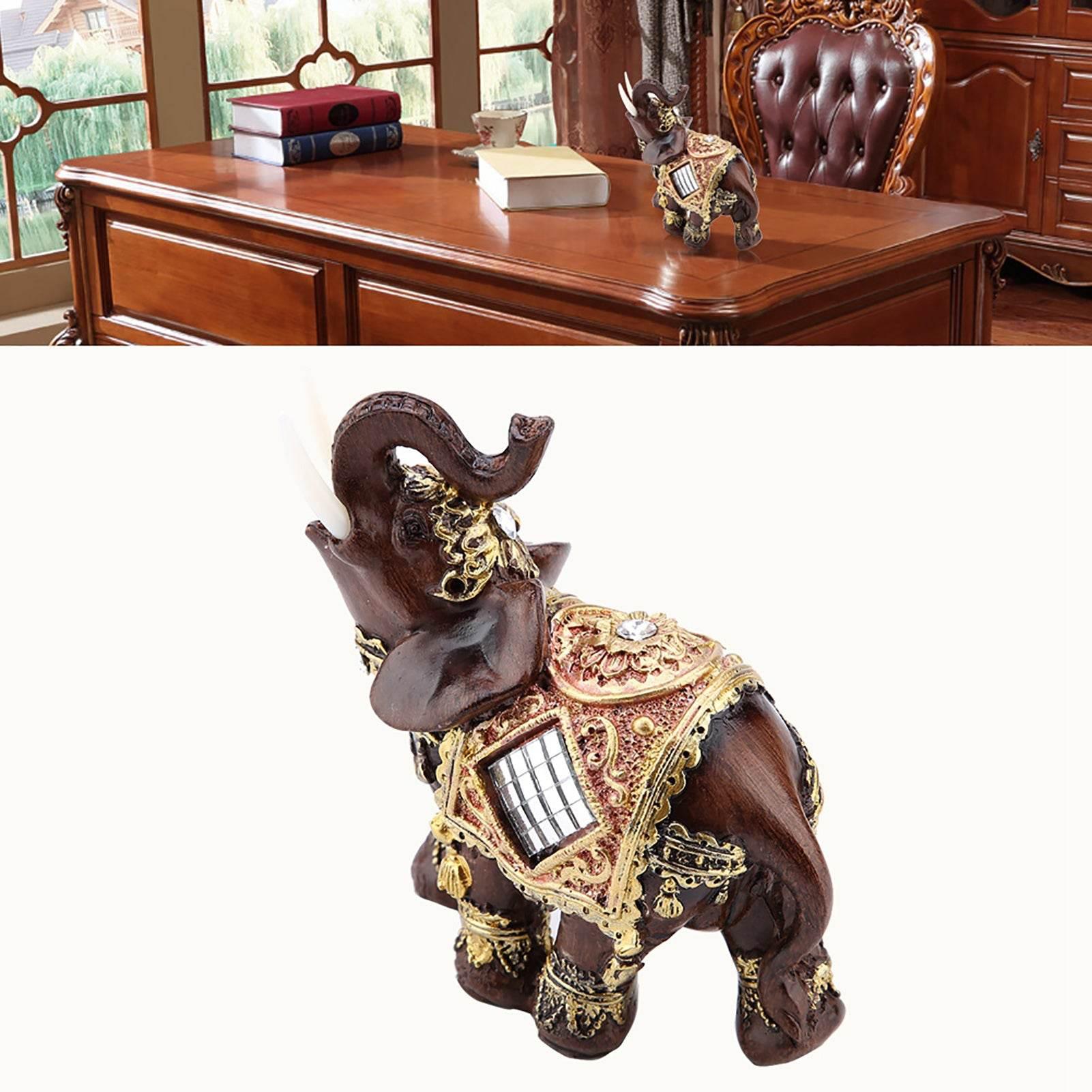 Lucky Feng Shui Thai Elephant Prosperity Statue – Wood Grain Wealth & Prosperity Figurine for Home & Office