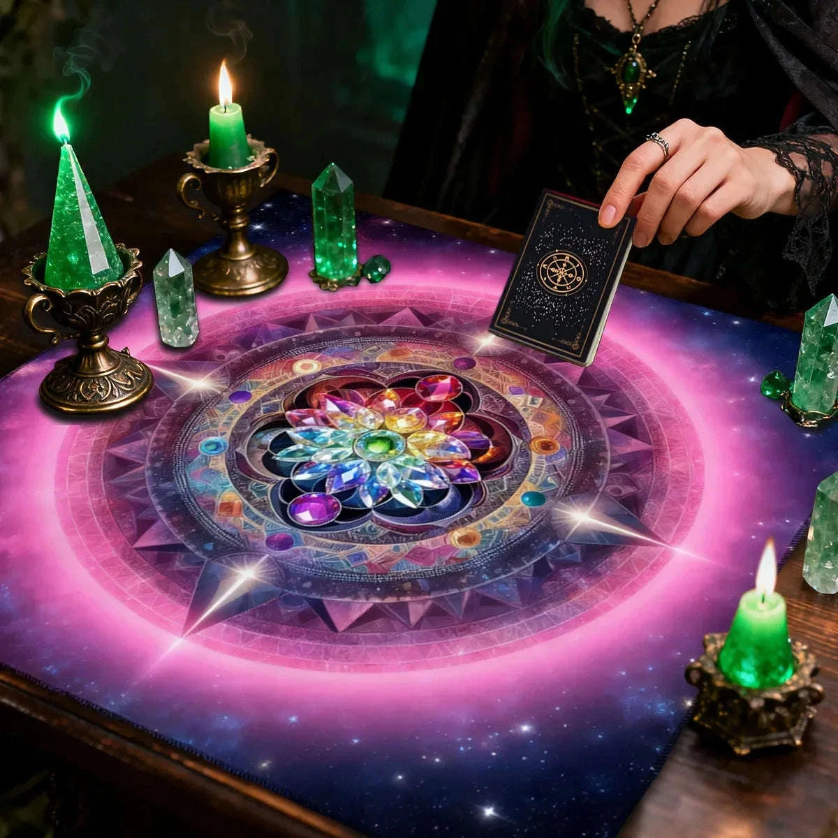 🃏 Elemental Chakra Tarot Tablecloth – Decorated Altar & Ritual Cloth for Tarot Enthusiasts and Astrological Chakra-Themed Decoration