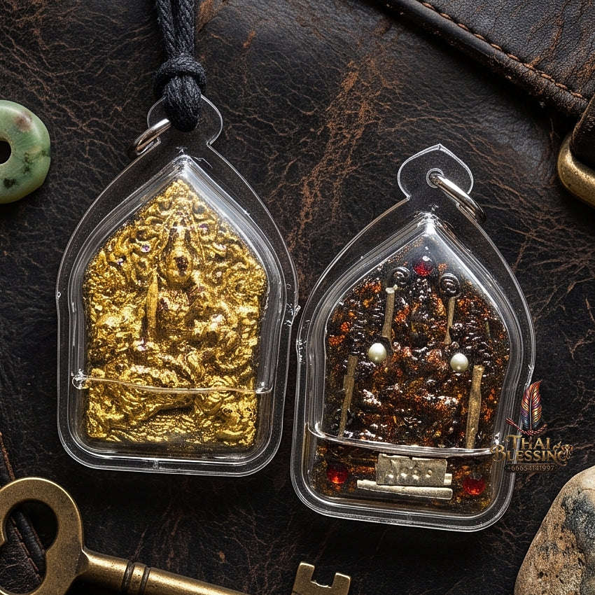 Elite Erotic Aura & Sovereign Social Dominance Sacred Khun Phaen Phet Phayathorn Phrai Phayom Master-Edition Seduction Oil-Immersed Sacred Herb Powder Luang Pu In Wat Nong Mek Surin 2014 Thai Amulet Collectible Thai Blessing Co By RURUECHA