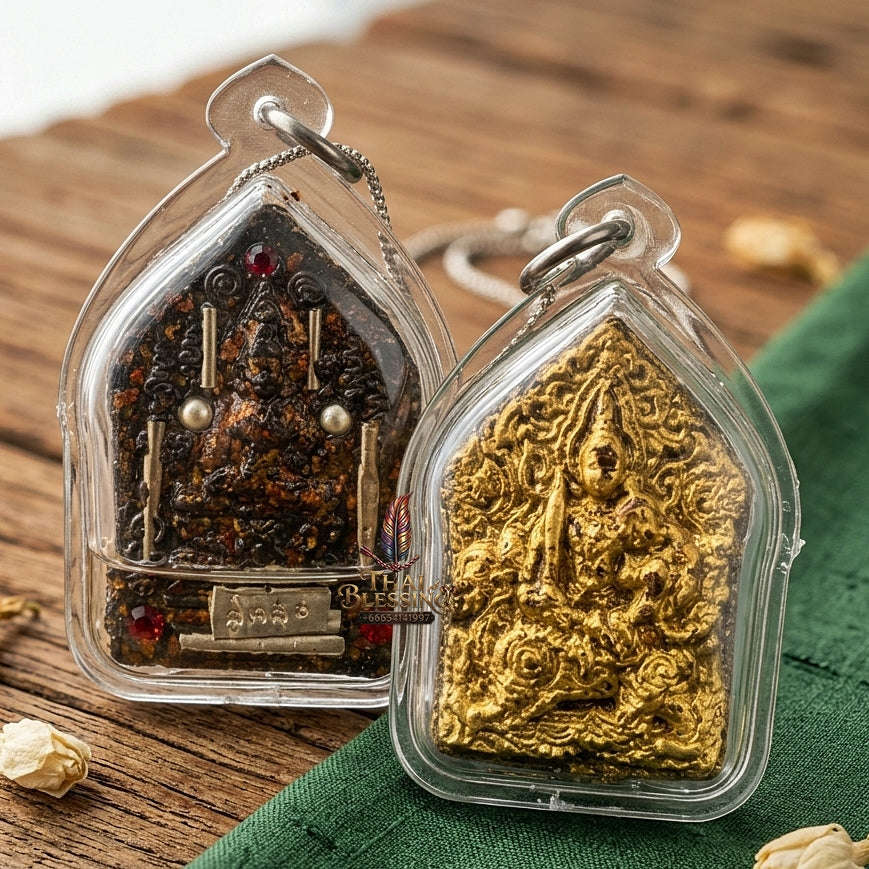 Elite Erotic Aura & Sovereign Social Dominance Sacred Khun Phaen Phet Phayathorn Phrai Phayom Master-Edition Seduction Oil-Immersed Sacred Herb Powder Luang Pu In Wat Nong Mek Surin 2014 Thai Amulet Collectible Thai Blessing Co By RURUECHA