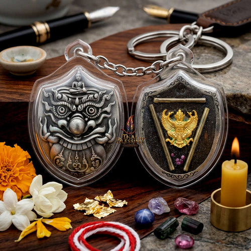 ✨ [Elite Wealth & Elevation] Sacred Phra Rahu Destiny-Support Satin-Silver Bronze Talisman – Garuda-Blessed by Luang Pu Nen Kaew (2012 Rare Relic) Thai Blessing Co By RURUECHA