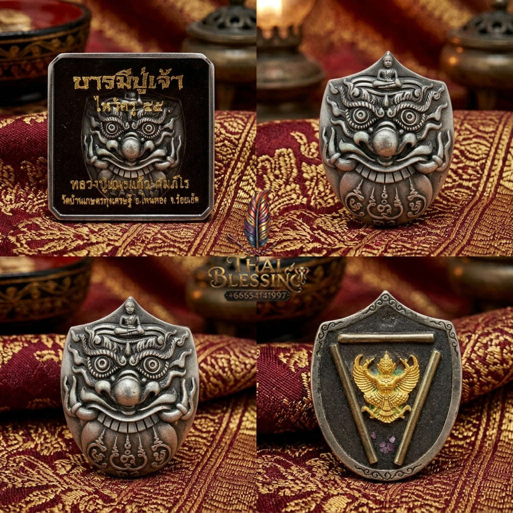 ✨ [Elite Wealth & Elevation] Sacred Phra Rahu Destiny-Support Satin-Silver Bronze Talisman – Garuda-Blessed by Luang Pu Nen Kaew (2012 Rare Relic) Thai Blessing Co By RURUECHA