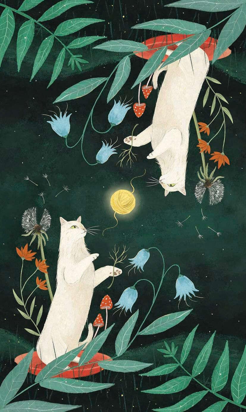 Enchanted Forest Felines Tarot Deck – 78-Card Rider-Waite System Tarot with Magical Woodland Cat Illustrations, Compact 10.3 x 6 cm