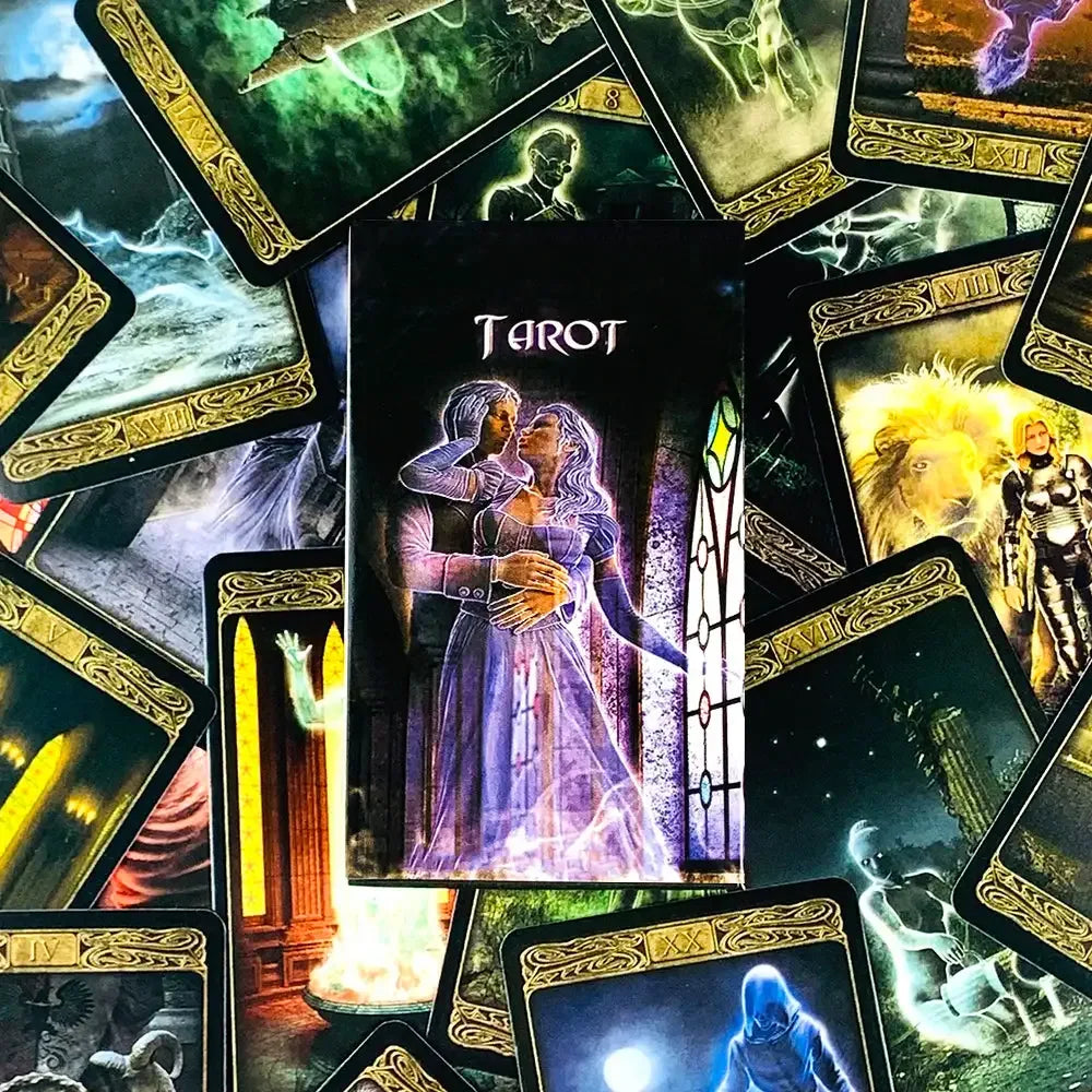 🔮English Visions Tarot Deck – 78 Cards Full Fate & Divination Edition, Ideal for Family Board Games and Tarot Readings
