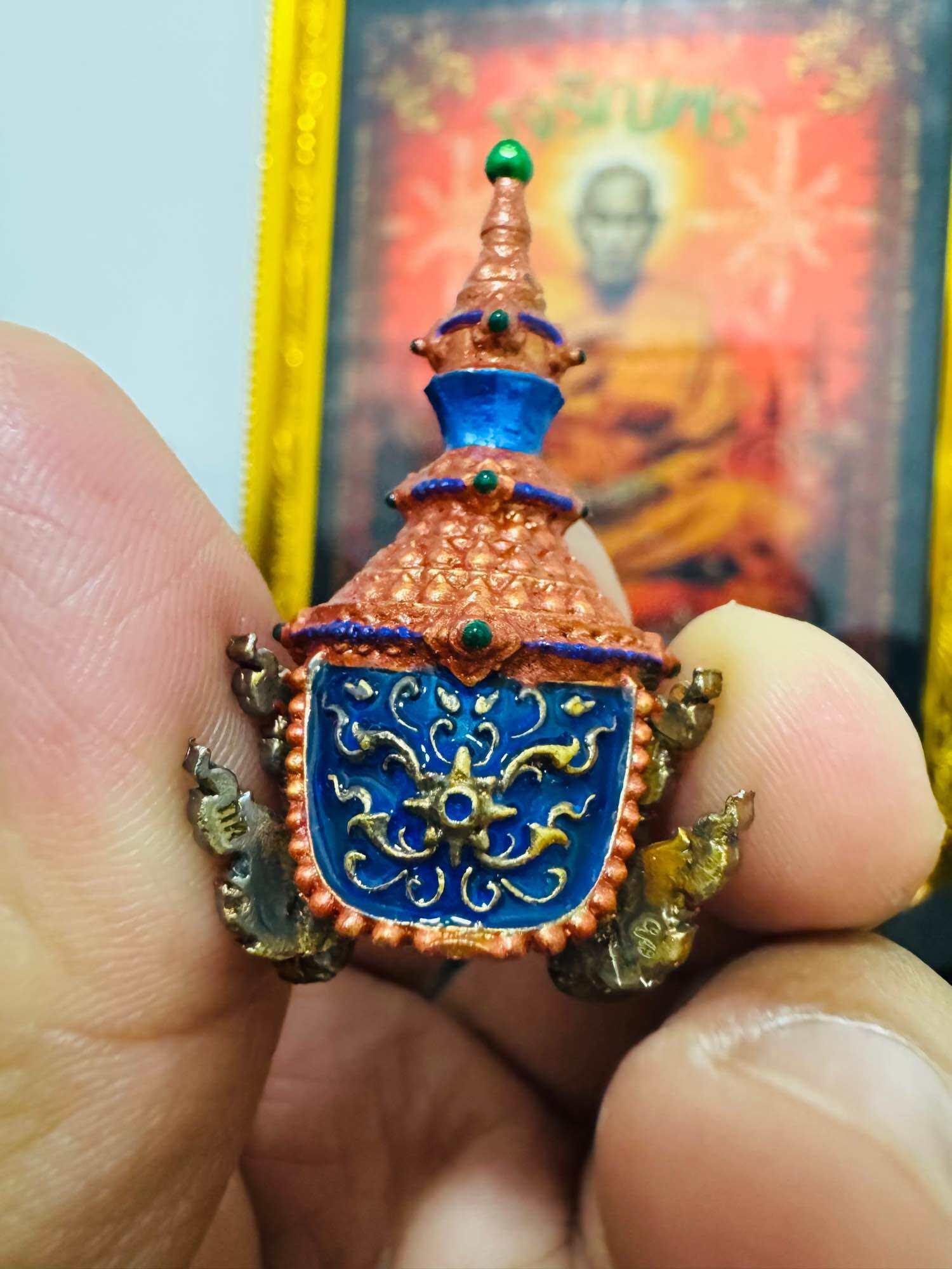 Buddha Art Kuvera Coin - Blessed Enamel-Coated Head Coin by Luang Pho Pat, Wat Huai Duan, Nakhon Sawan