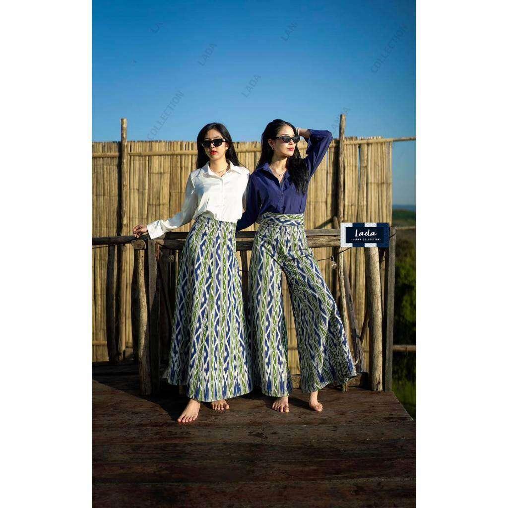 Ethnic Mi Kan Print Skirt & Pants | 6-Gore Cut with Side Zip | 39” Length | Waist 26–32” for Elegant Office Wear