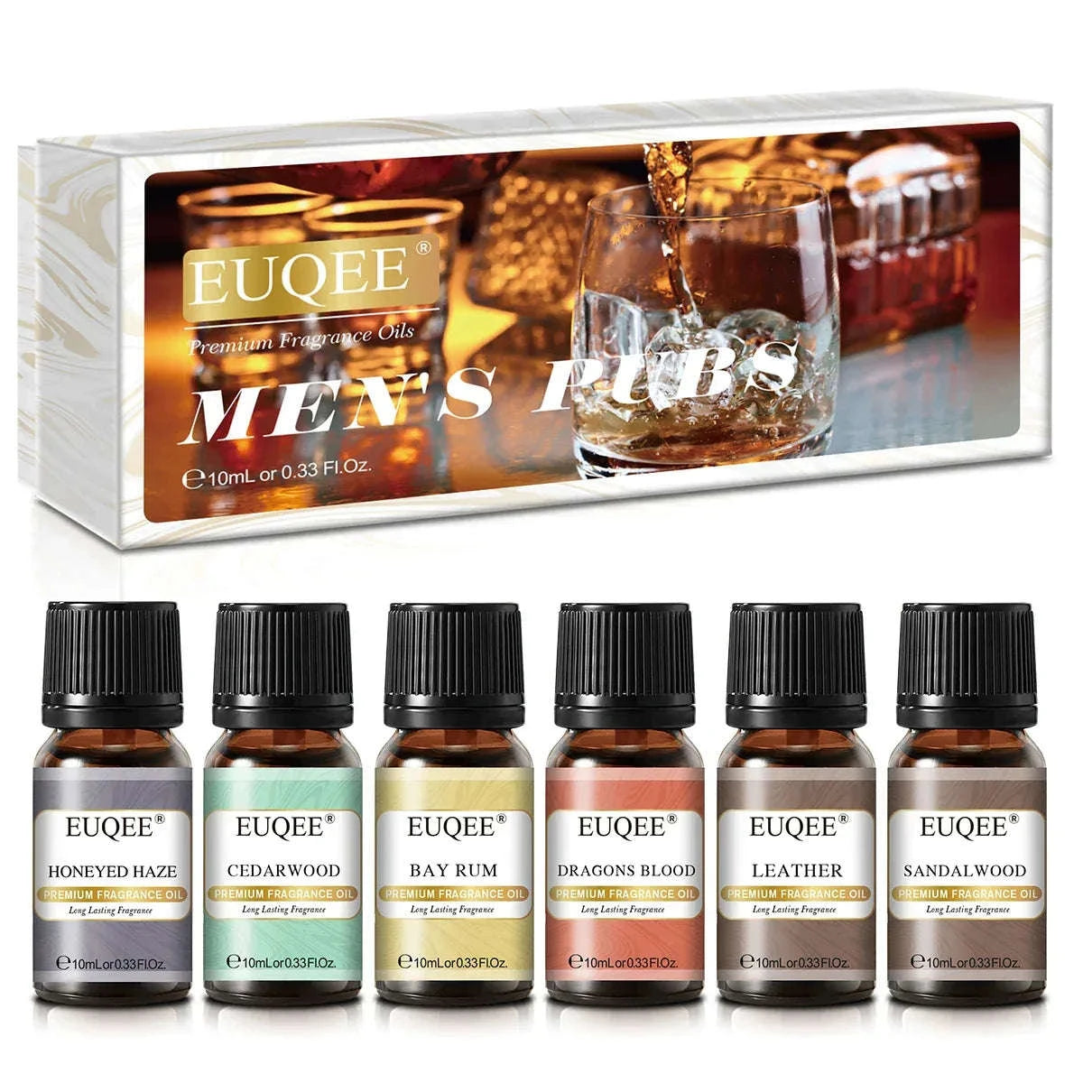 EUQEE 6pcs Fragrance Oils Gift Set – Premium Aromatherapy Essential Oils for Diffusers, Candles, and Soap Making 6x10ml Men Fragrance Series