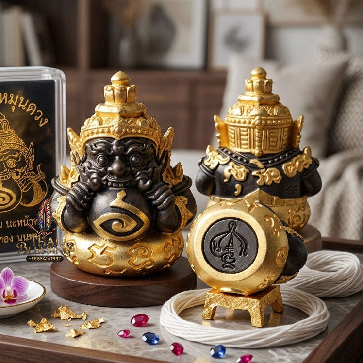 🌑 Exquisite Rahu Amulet – Sacred Bronze with Black Rhodium Plating by Ajarn Subin Na Na Thong (2023 Edition) for Life Transformation, Protection, & Fortune Thai Blessing Co By RURUECHA