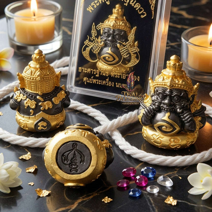 🌑 Exquisite Rahu Amulet – Sacred Bronze with Black Rhodium Plating by Ajarn Subin Na Na Thong (2023 Edition) for Life Transformation, Protection, & Fortune Thai Blessing Co By RURUECHA