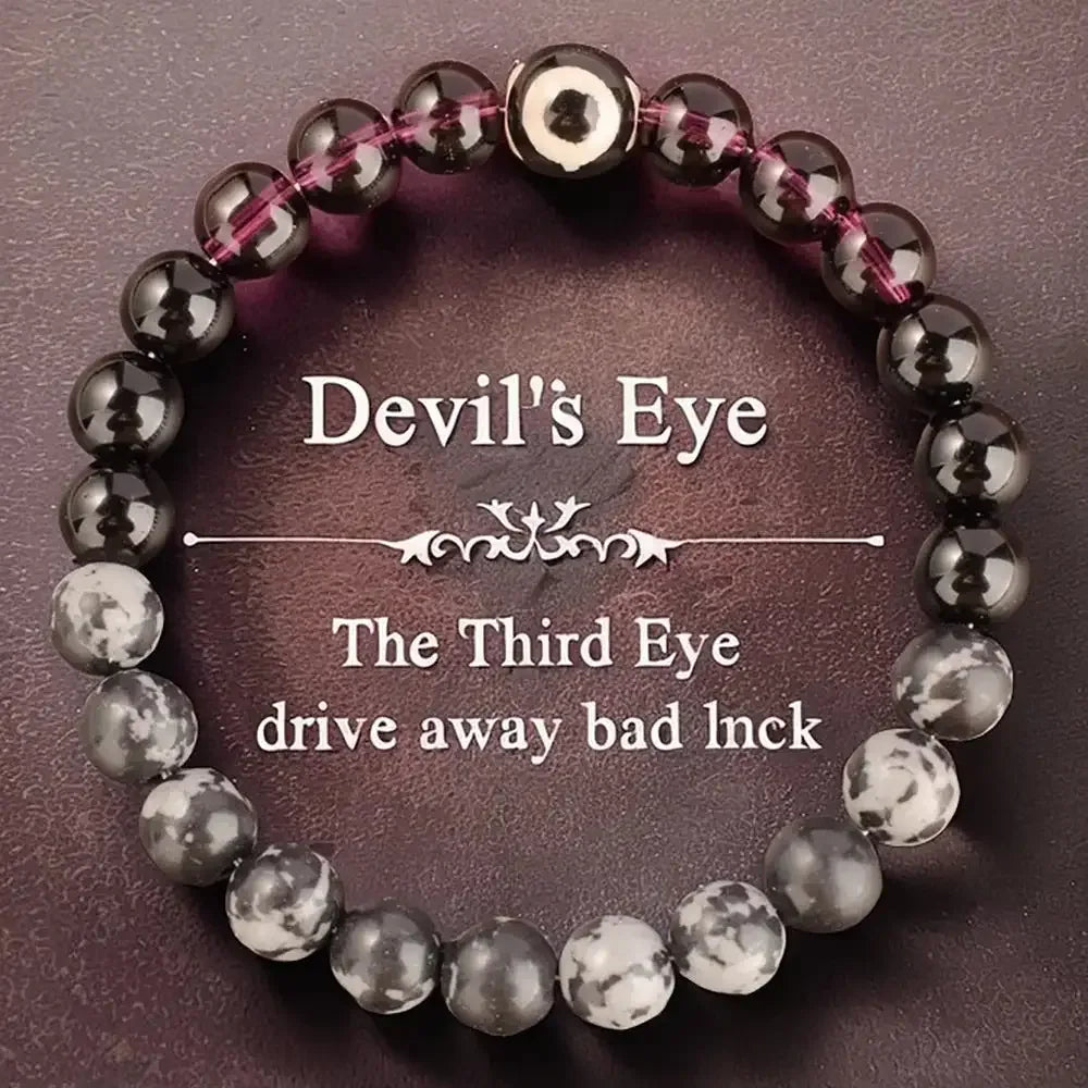 👁️ Eye Bracelets for Women – Natural Stone Beaded Bangles Cute Beach & Holiday Jewelry Purple, Black, Gray Beads Spring Summer Gift