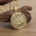 👁️ Eye Of Horus Round Pendant Necklace – Silver Color | Retro Rune Design | Stainless Steel Chain | Hip Hop Punk Unisex Fashion Jewelry A7685-Gold
