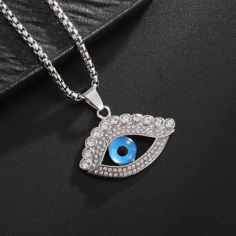 👁️ Eye Of Horus Round Pendant Necklace – Silver Color | Retro Rune Design | Stainless Steel Chain | Hip Hop Punk Unisex Fashion Jewelry AL21070-Silver