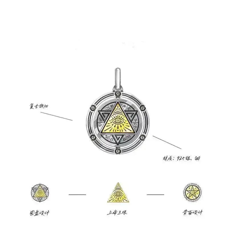 👁️ Eye Of Horus Round Pendant Necklace – Silver Color | Retro Rune Design | Stainless Steel Chain | Hip Hop Punk Unisex Fashion Jewelry