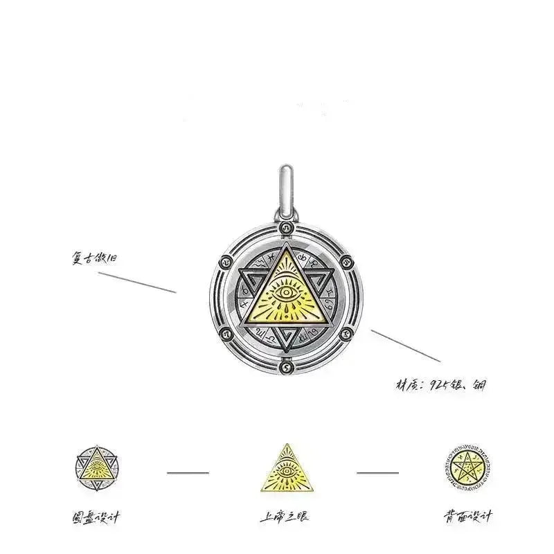 👁️ Eye Of Horus Round Pendant Necklace – Silver Color | Retro Rune Design | Stainless Steel Chain | Hip Hop Punk Unisex Fashion Jewelry