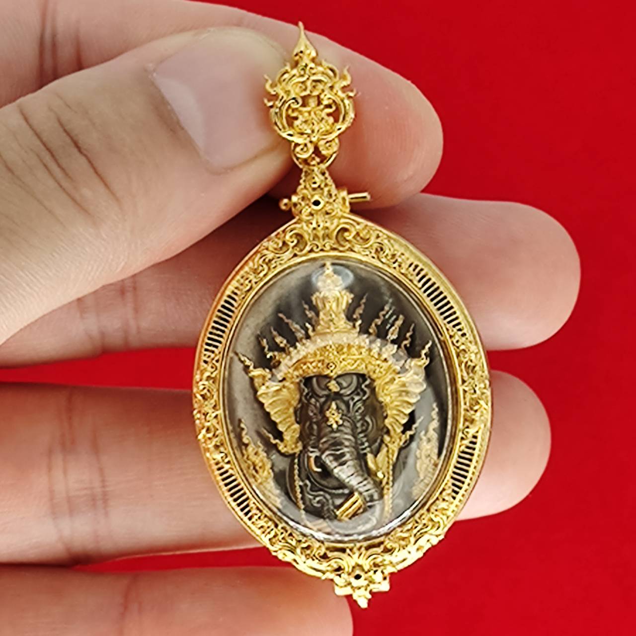 Ganesh Blessing Statue - Prakhaniyalikhit Figurine for Prosperity, Wisdom, and Auspicious Success ดำ