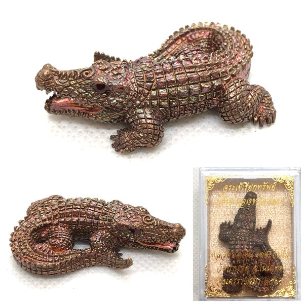 Ultimate Wealth Magnet Amulet - Jurakeu Riak Sap Amulet Money Calling Crocodile by Luang Pho Ngern for Success & Prosperity