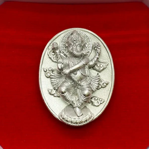 🪙 “Dancing Ganesha Nataraja Medal” – 2.5 x 3 cm Metta, Creativity & Success Amulet, “Meta Mahamongkol” Edition, Wat Phikun Thong (B.E. 2565) Satin silver plating