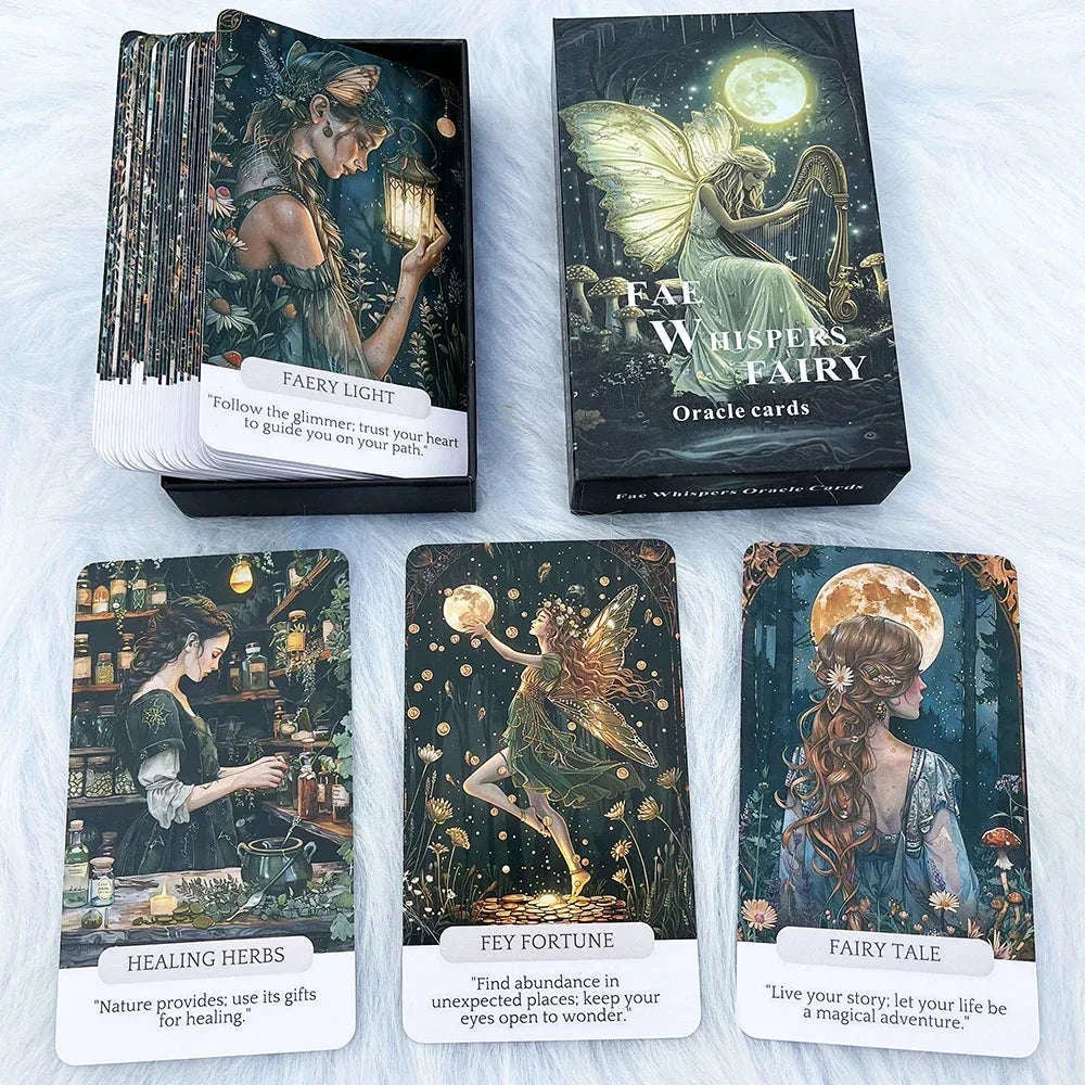 Fae Whispers Fairy Oracle Cards – 54-Card Deck with Fairycore Aesthetic for Spiritual Inspiration & Meditation, 12x7cm