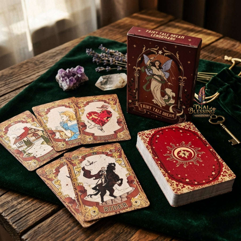 Fairy Tale Dream Lenormand Deck (42 Pcs Vintage Pen-Style Edition) - Classic Storytelling Rana System Divination Cards for Intuitive Readings & Collectors Thai Blessing Co By RURUECHA