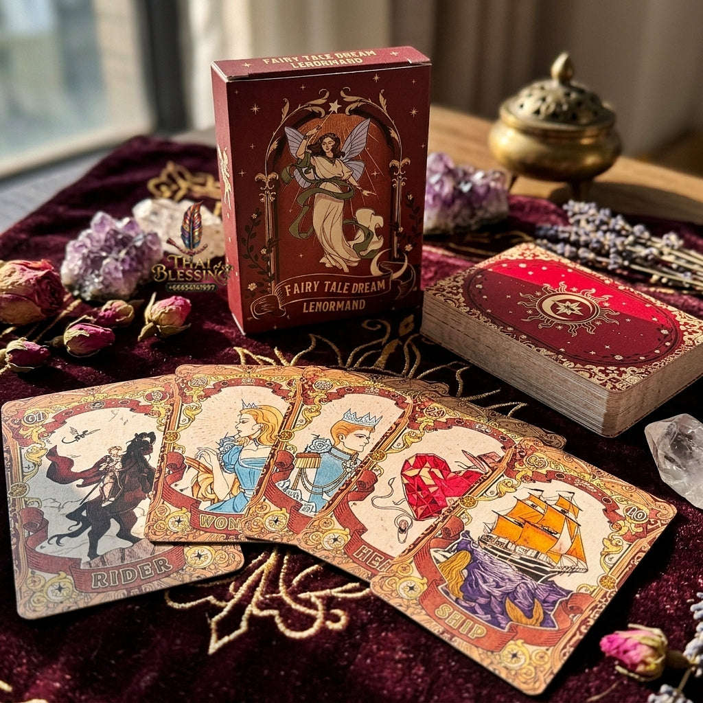 Fairy Tale Dream Lenormand Deck (42 Pcs Vintage Pen-Style Edition) - Classic Storytelling Rana System Divination Cards for Intuitive Readings & Collectors Thai Blessing Co By RURUECHA