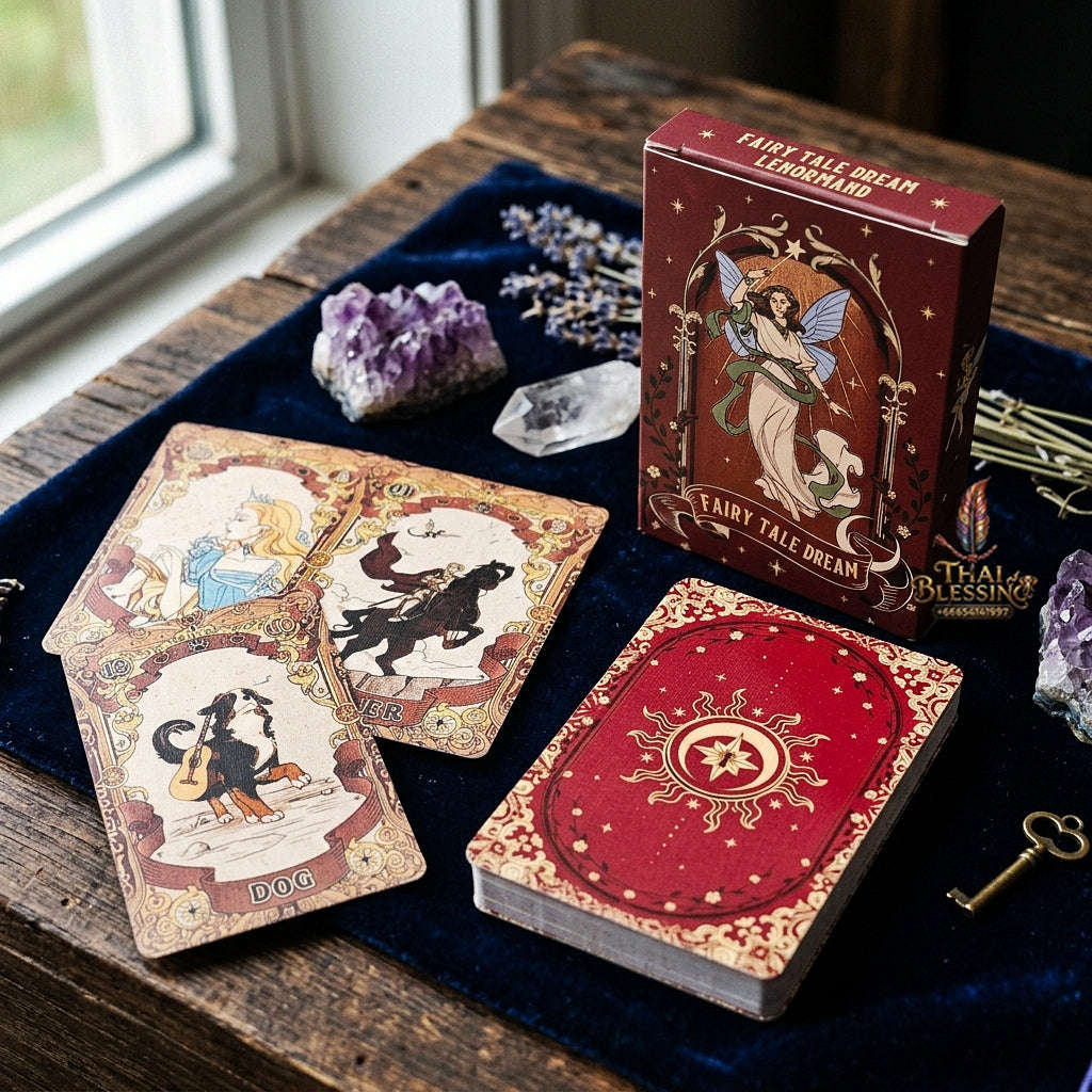 Fairy Tale Dream Lenormand Deck (42 Pcs Vintage Pen-Style Edition) - Classic Storytelling Rana System Divination Cards for Intuitive Readings & Collectors Thai Blessing Co By RURUECHA