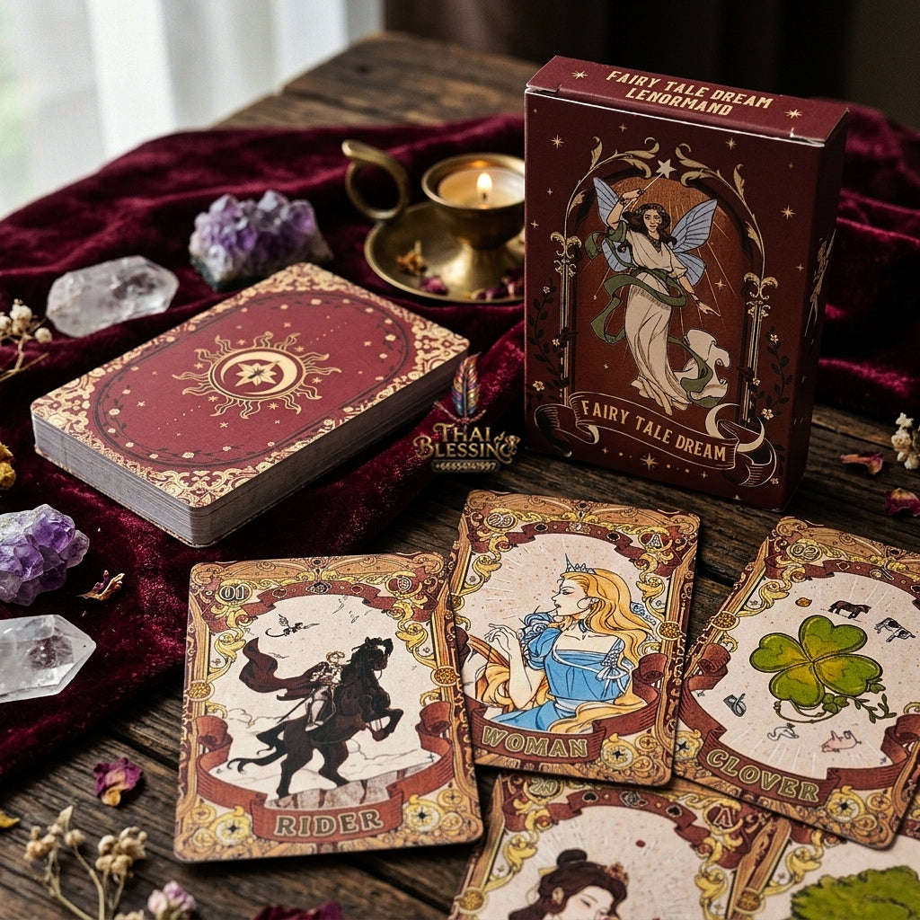 Fairy Tale Dream Lenormand Deck (42 Pcs Vintage Pen-Style Edition) - Classic Storytelling Rana System Divination Cards for Intuitive Readings & Collectors Thai Blessing Co By RURUECHA