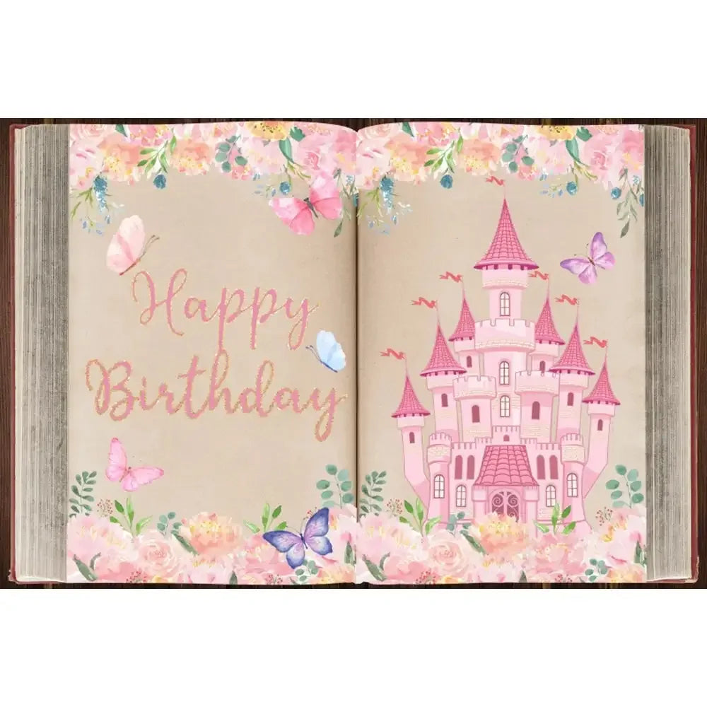 🏰 Fairy Tale Photography Backdrop – Magical Castle & Floral Theme for Weddings, Birthdays & Parties MX1881