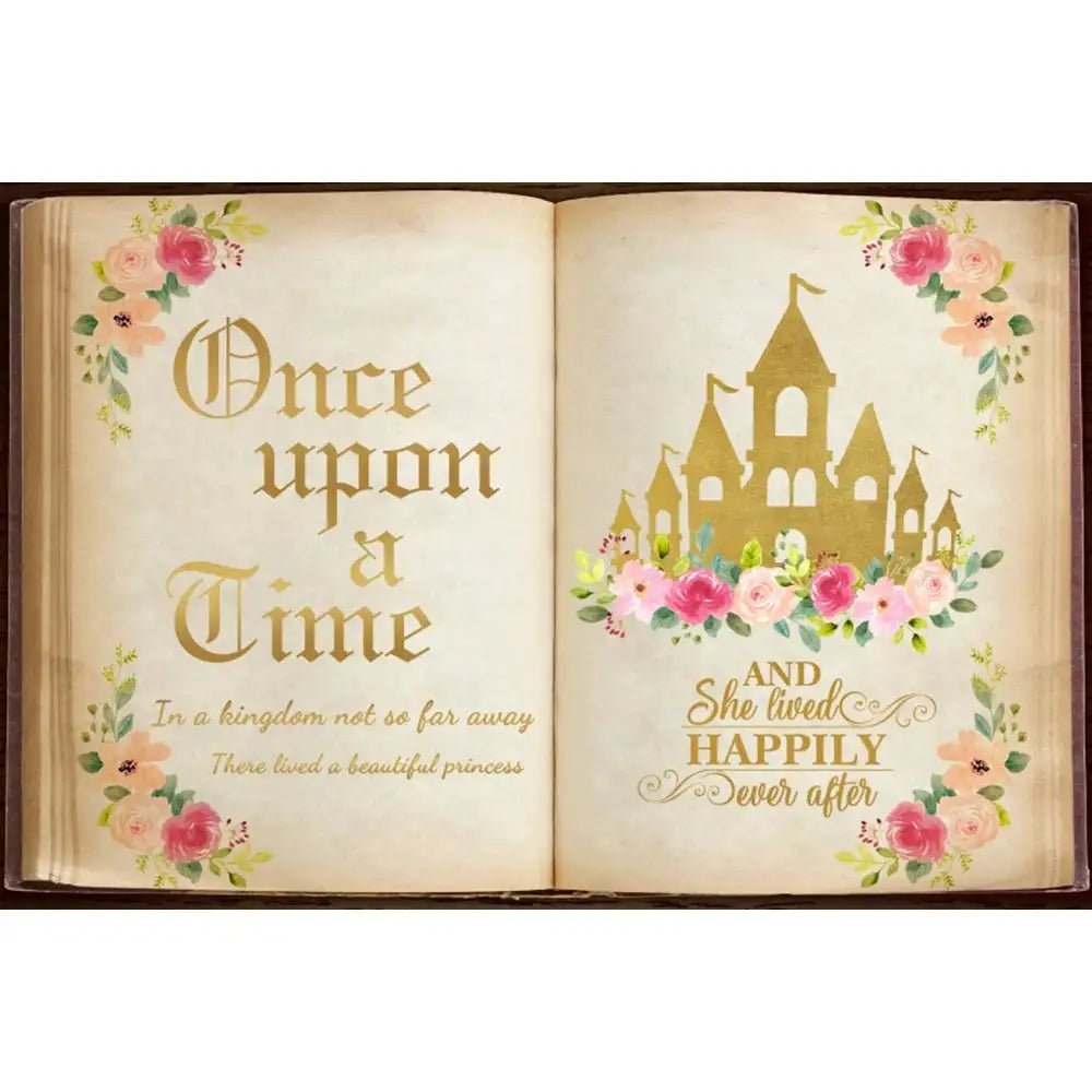 🏰 Fairy Tale Photography Backdrop – Magical Castle & Floral Theme for Weddings, Birthdays & Parties MX1875