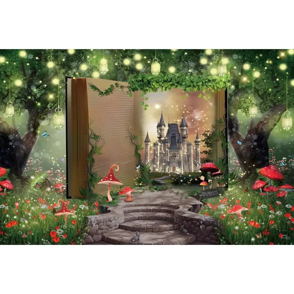 🏰 Fairy Tale Photography Backdrop – Magical Castle & Floral Theme for Weddings, Birthdays & Parties MX29