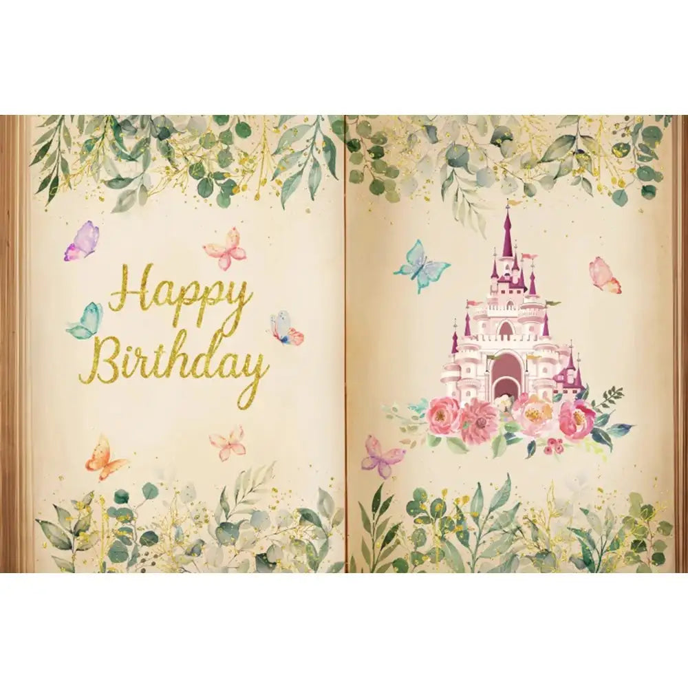 🏰 Fairy Tale Photography Backdrop – Magical Castle & Floral Theme for Weddings, Birthdays & Parties MX1873