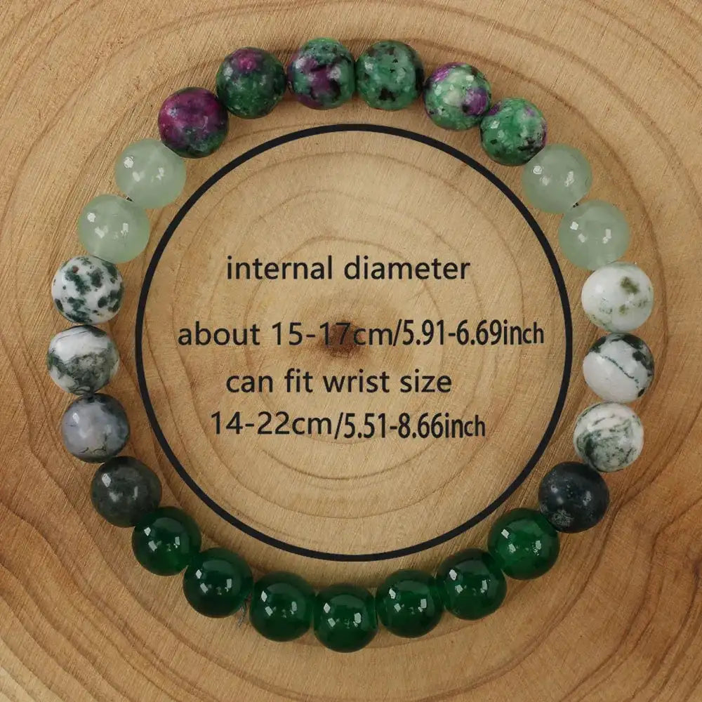 💚 Natural Stone Agate Bracelet – Round Green Bead Jewelry for Women & Men | Stylish Daily Decoration & Christmas Gift