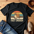Fast Enough Snail Skateboard T-Shirt | Retro Sunset Graphic Tee | Funny Vintage Streetwear | Garment-Dyed Heavyweight Unisex Shirt Black