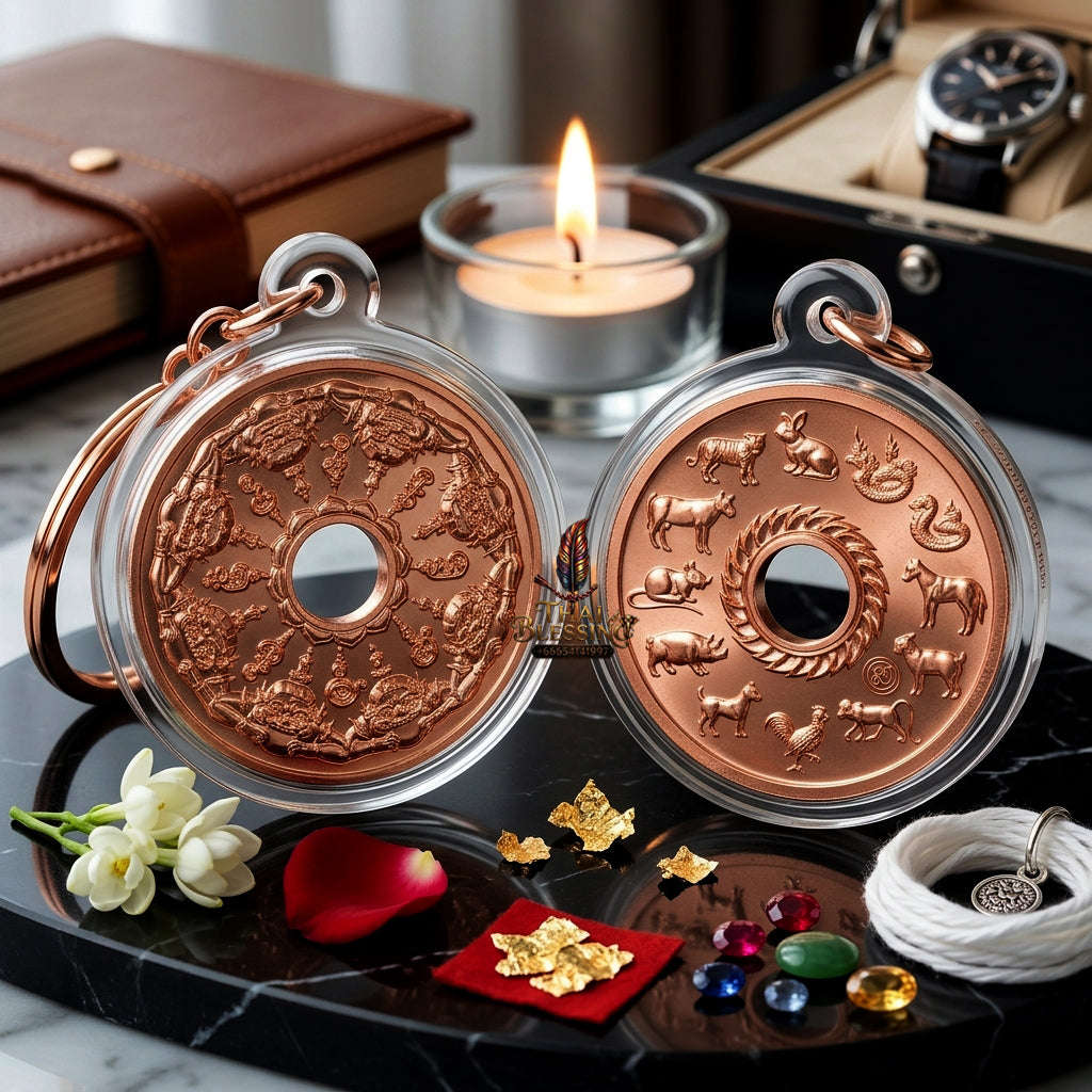 ✨ [Fate-Stabilizer] Sacred Phra Rahu "Wealth-Magnet" Copper Coin – Master-Blessed by Phra Achan Prasut, Wat Nai Tao (Exclusive 2026 Success Token) Thai Blessing Co By RURUECHA
