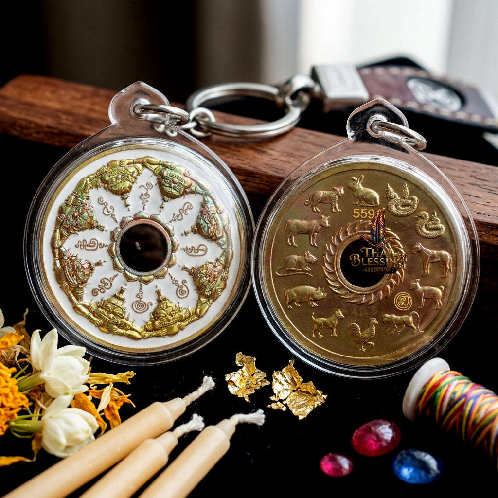 ✨ [Fate-Stabilizer] Sacred Phra Rahu "Wealth-Magnet" Satta-Loha White Enamel Coin – Master-Blessed by Phra Achan Prasut, Wat Nai Tao (Exclusive 2026 Success Token) Thai Blessing Co By RURUECHA