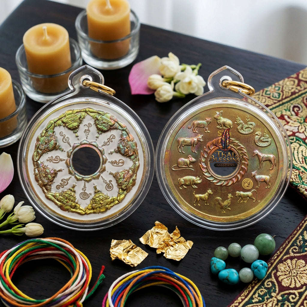 ✨ [Fate-Stabilizer] Sacred Phra Rahu "Wealth-Magnet" Satta-Loha White Enamel Coin – Master-Blessed by Phra Achan Prasut, Wat Nai Tao (Exclusive 2026 Success Token) Thai Blessing Co By RURUECHA