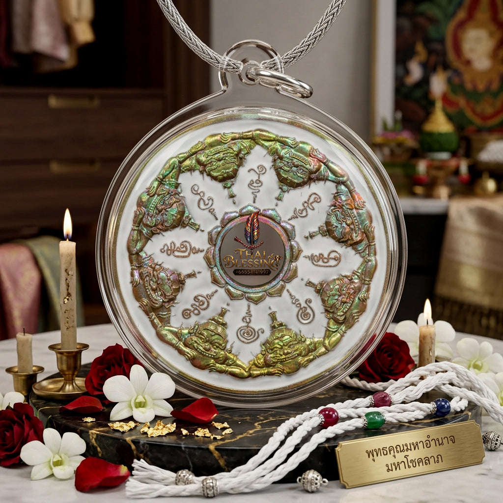 ✨ [Fate-Stabilizer] Sacred Phra Rahu "Wealth-Magnet" Satta-Loha White Enamel Coin – Master-Blessed by Phra Achan Prasut, Wat Nai Tao (Exclusive 2026 Success Token) Thai Blessing Co By RURUECHA