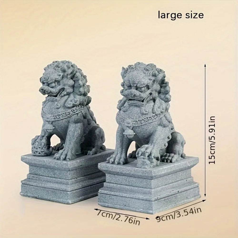 🦁 Thai Foo Dog Statues – FU Foo Dogs Guardian Lion Statues for Home Protection & Prosperity Large Size (2Pcs)