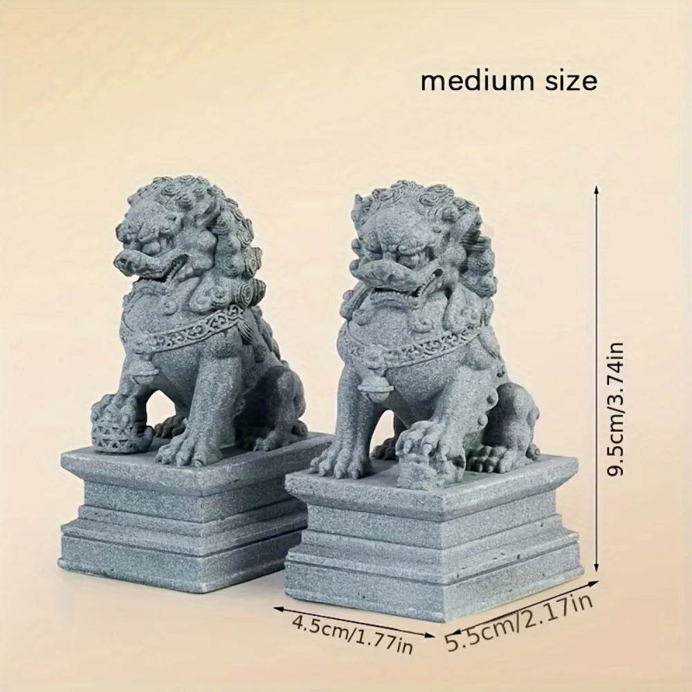 🦁 Thai Foo Dog Statues – FU Foo Dogs Guardian Lion Statues for Home Protection & Prosperity Medium (2Pcs)
