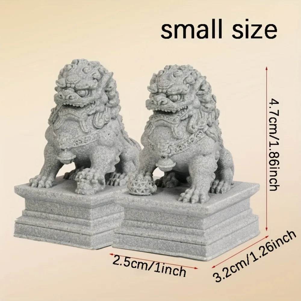 🦁 Thai Foo Dog Statues – FU Foo Dogs Guardian Lion Statues for Home Protection & Prosperity Small Size (2Pcs)