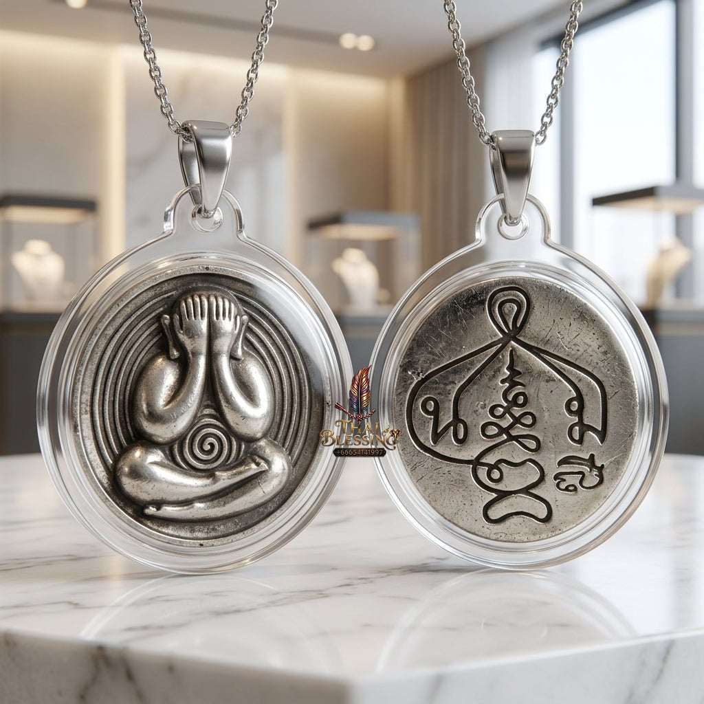 ✨ 🛡️ First-Edition Polished White Gold Met Kadum Pidta Sacred Amulet – Ultimate Guardian for Extreme Wealth Attraction, Impenetrable Protection, and Business Luck 🛡️ ✨ Thai Blessing Co By RURUECHA