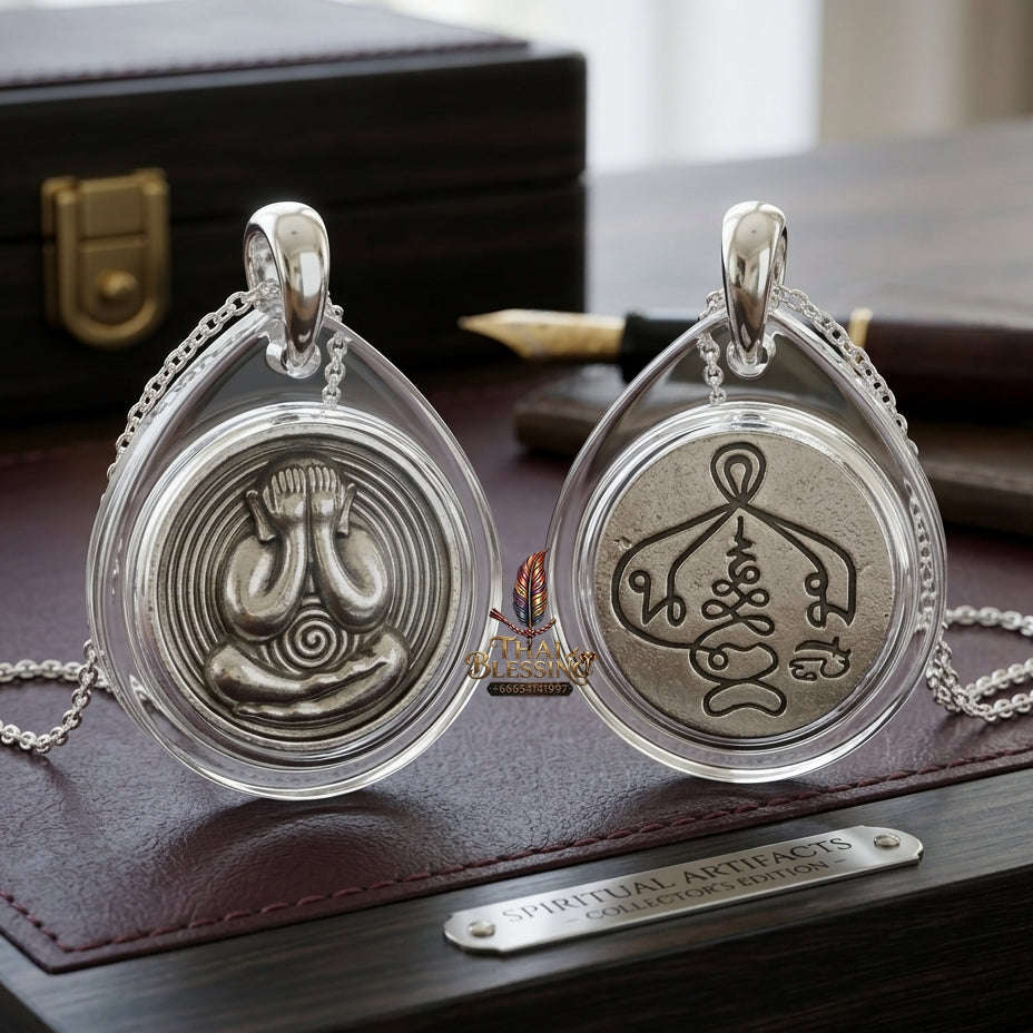 ✨ 🛡️ First-Edition Polished White Gold Met Kadum Pidta Sacred Amulet – Ultimate Guardian for Extreme Wealth Attraction, Impenetrable Protection, and Business Luck 🛡️ ✨ Thai Blessing Co By RURUECHA