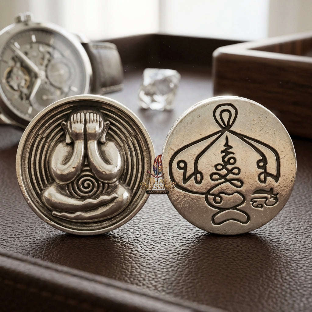 ✨ 🛡️ First-Edition Polished White Gold Met Kadum Pidta Sacred Amulet – Ultimate Guardian for Extreme Wealth Attraction, Impenetrable Protection, and Business Luck 🛡️ ✨ Thai Blessing Co By RURUECHA