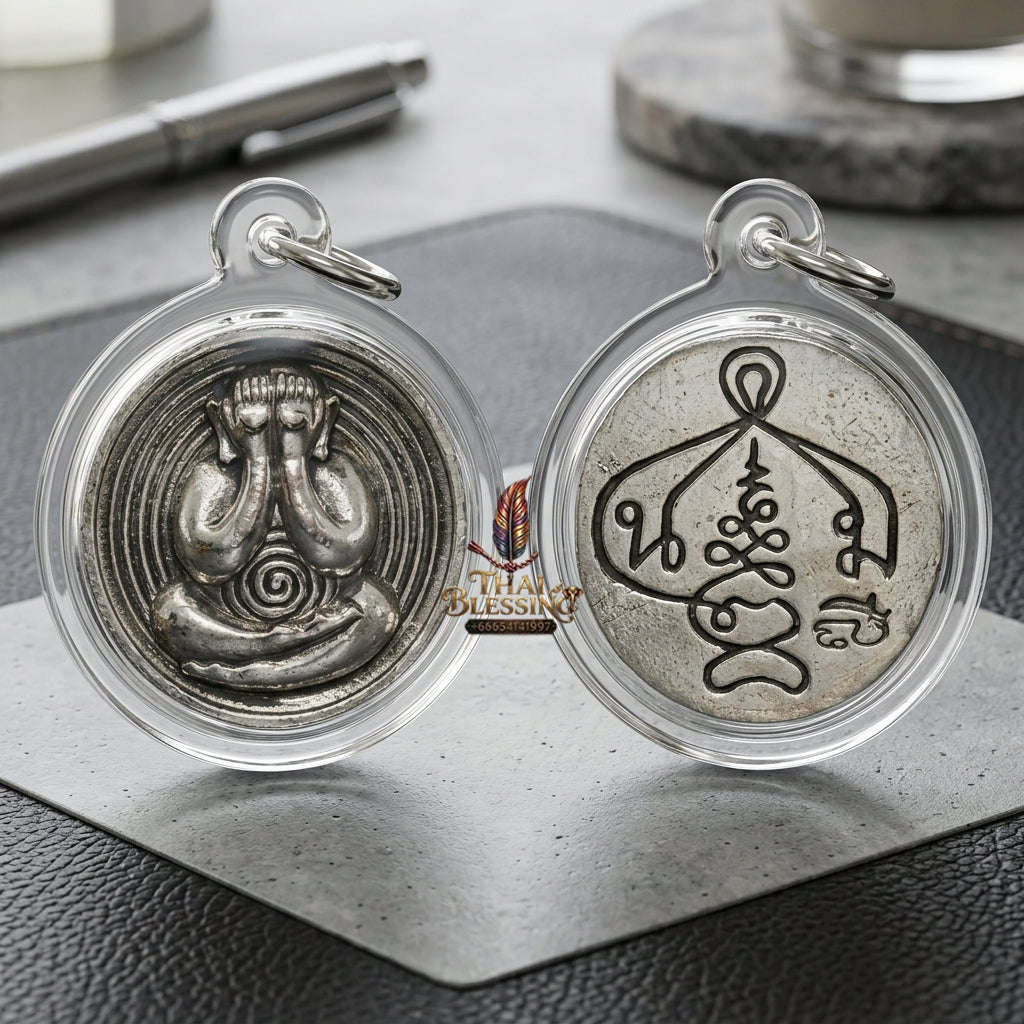 ✨ 🛡️ First-Edition Polished White Gold Met Kadum Pidta Sacred Amulet – Ultimate Guardian for Extreme Wealth Attraction, Impenetrable Protection, and Business Luck 🛡️ ✨ Thai Blessing Co By RURUECHA