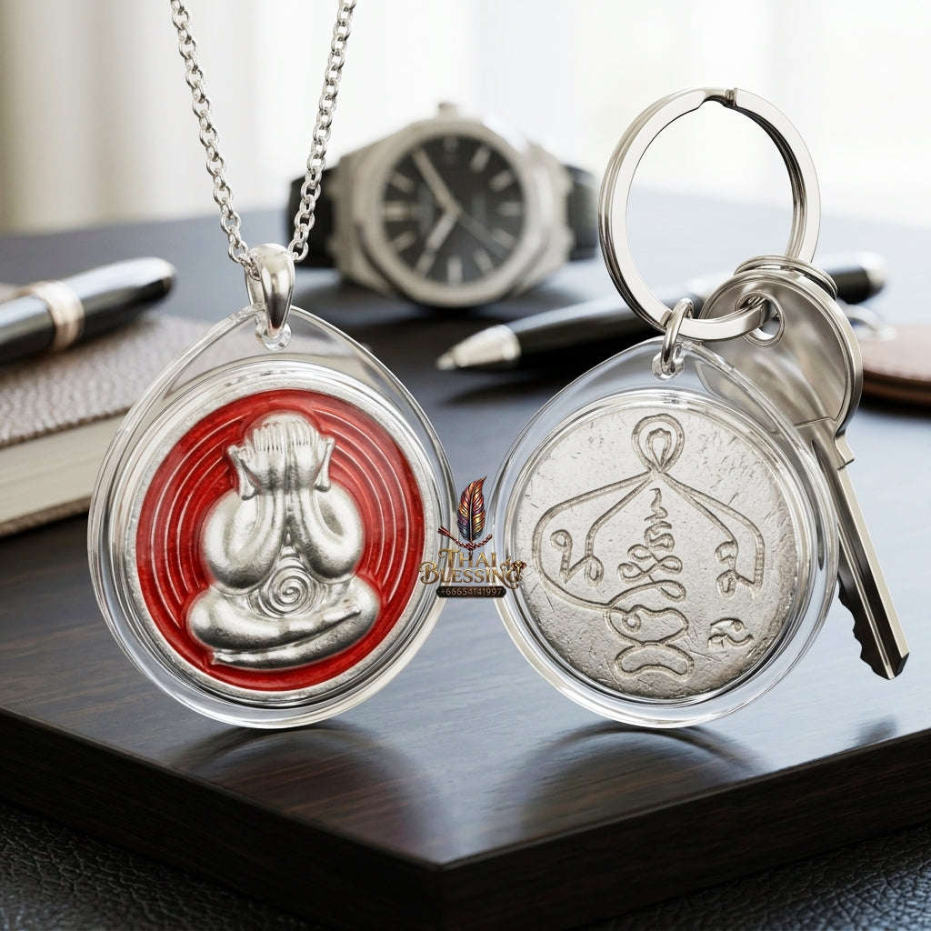 ✨ 🛡️ First-Edition Silver-Plated and Color-Enamelled Bronze Met Kadum Pidta Sacred Amulet – Ultimate Guardian for Extreme Wealth Attraction, Impenetrable Protection, and Business Luck 🛡️ ✨ Thai Blessing Co By RURUECHA