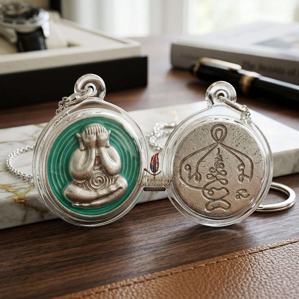 ✨ 🛡️ First-Edition Silver-Plated and Color-Enamelled Bronze Met Kadum Pidta Sacred Amulet – Ultimate Guardian for Extreme Wealth Attraction, Impenetrable Protection, and Business Luck 🛡️ ✨ Thai Blessing Co By RURUECHA