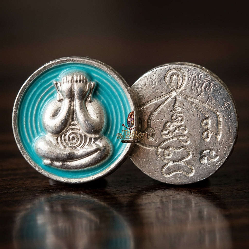✨ 🛡️ First-Edition Silver-Plated and Color-Enamelled Bronze Met Kadum Pidta Sacred Amulet – Ultimate Guardian for Extreme Wealth Attraction, Impenetrable Protection, and Business Luck 🛡️ ✨ Thai Blessing Co By RURUECHA