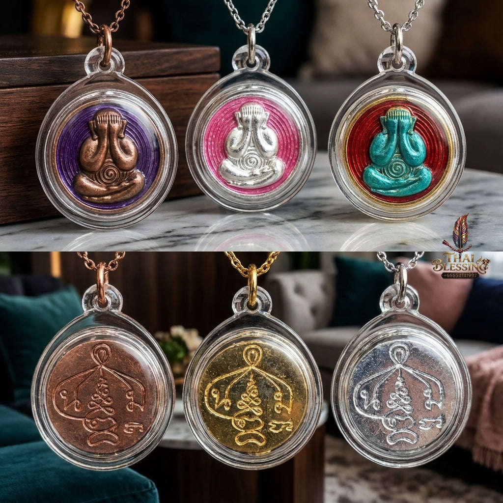 ✨ 🛡️ First-Edition Silver-Plated and Color-Enamelled Bronze Met Kadum Pidta Sacred Amulet – Ultimate Guardian for Extreme Wealth Attraction, Impenetrable Protection, and Business Luck 🛡️ ✨ Thai Blessing Co By RURUECHA
