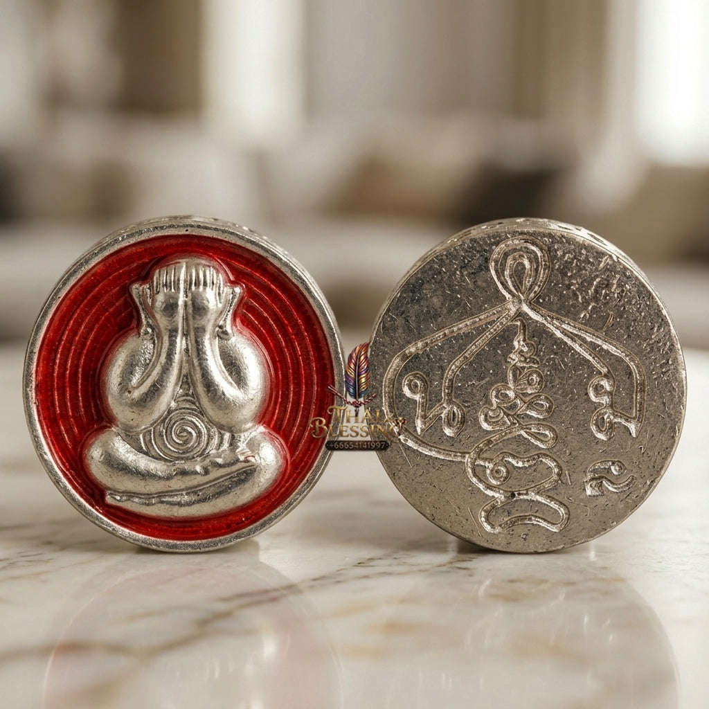 ✨ 🛡️ First-Edition Silver-Plated and Color-Enamelled Bronze Met Kadum Pidta Sacred Amulet – Ultimate Guardian for Extreme Wealth Attraction, Impenetrable Protection, and Business Luck 🛡️ ✨ Thai Blessing Co By RURUECHA