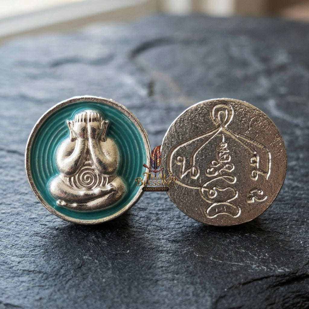 ✨ 🛡️ First-Edition Silver-Plated and Color-Enamelled Bronze Met Kadum Pidta Sacred Amulet – Ultimate Guardian for Extreme Wealth Attraction, Impenetrable Protection, and Business Luck 🛡️ ✨ Thai Blessing Co By RURUECHA